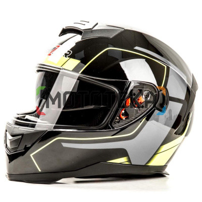 Шлем мото интеграл HIZER (Хайзер) J5318 (M) #1 black/yellow (2 визора) Шлем мото интеграл HIZER (Хайзер) J5318 (M) #1 black/yellow (2 визора)