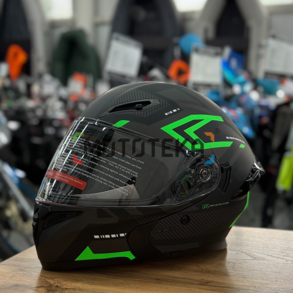 Шлем мото модуляр Мототека TQ 901 BLACK/GREEN XL | Мототека